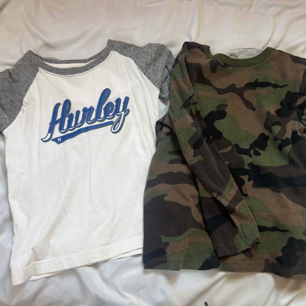 Hurley Kids White and Gray Raglan Shirt